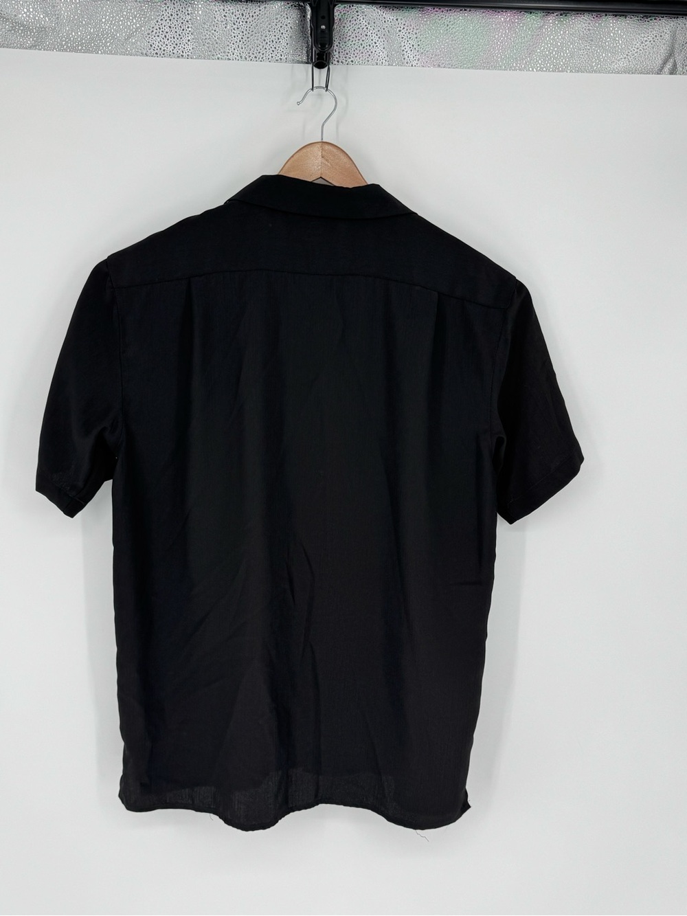 Pronti Collection by Phita Button Up Shirt Sz XL Black/Silver Geometric Poly J6 - Picture 2 of 4
